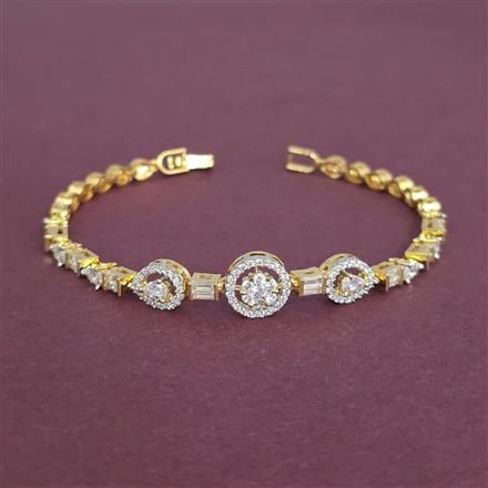 Cz Classic Bracelet With Mehndi 2 Tone Rhodium Plating
