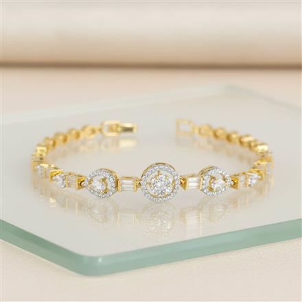 Cz Classic Bracelet With Mehndi 2 Tone Rhodium Plating