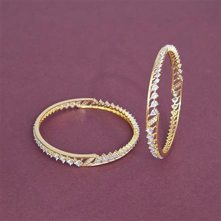 Cz Classic Bangles With 2 Tone Plating