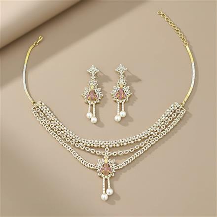 Cz Classic Necklace Set With 2 Tone Plating