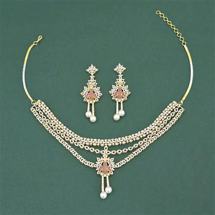 Cz Classic Necklace Set With 2 Tone Plating
