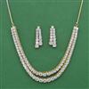 Cz Solitaire Necklace Set With 2 Tone Rhodium Plating