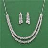 Cz Solitaire Necklace Set With 2 Tone Rhodium Plating