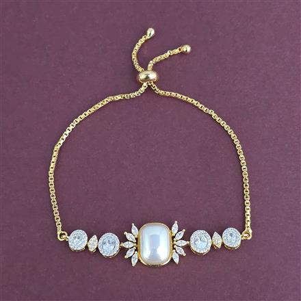 Cz Adjustable Bracelet With Rhodium 2 Tone Plating