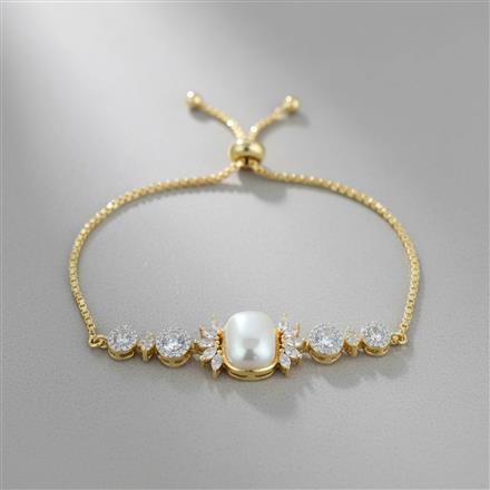 Cz Adjustable Bracelet With Rhodium 2 Tone Plating