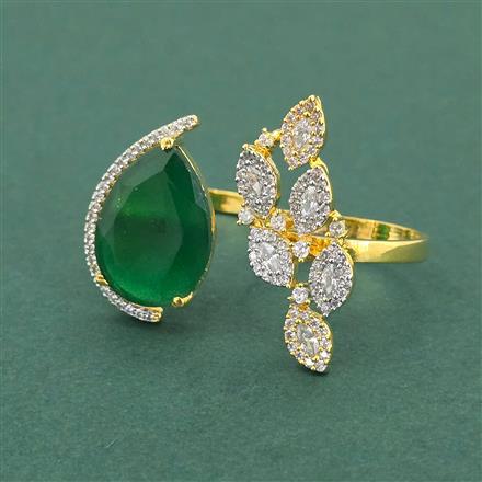 Cz Adjustable Ring With 2 Tone Plating