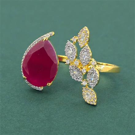 Cz Adjustable Ring With 2 Tone Plating