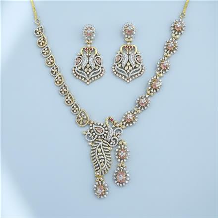 Cz Classic Necklace Set With 2 Tone Plating
