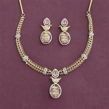 Cz Classic Necklace Set With 2 Tone Plating