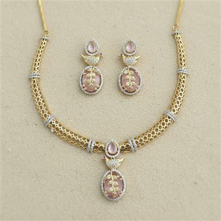 Cz Classic Necklace Set With 2 Tone Plating
