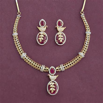 Cz Classic Necklace Set With 2 Tone Plating