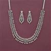 Cz Classic Necklace Set With Mehndi 2 Tone Rhodium Plating