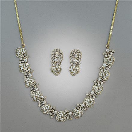 Cubic Zirconia Classic Necklace Set With Mehndi Plating