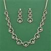Cz Delicate Necklace Set With Mehndi 2 Tone Rhodium Plating