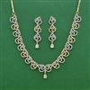 Cz Classic Necklace Set With Mehndi 2 Tone Rhodium Plating