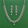 Cz Classic Necklace Set With Mehndi 2 Tone Rhodium Plating