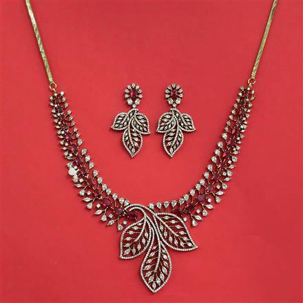 Cubic Zirconia Classic Necklace Set With Mehndi Plating
