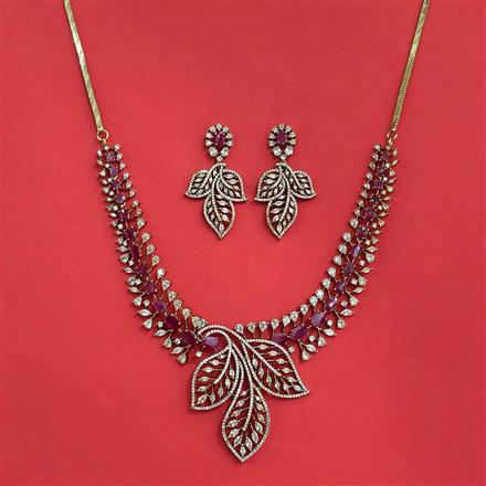 Cubic Zirconia Classic Necklace Set With Mehndi Plating