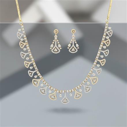 Cz Classic Necklace Set With 2 Tone Plating