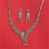 Cubic Zirconia Classic Necklace Set With Mehndi 2 Tone Rhodium Plating