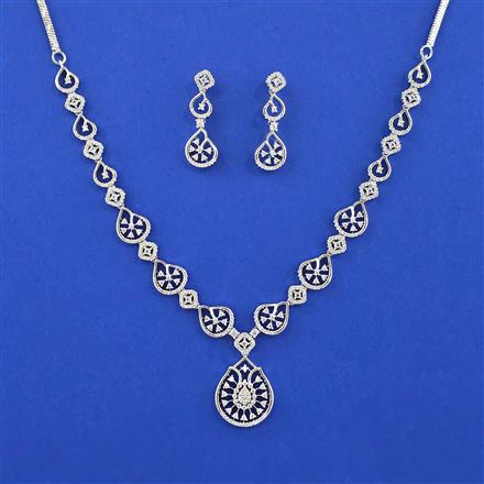 Cubic Zirconia Classic Necklace Set With 2 Tone Rhodium Plating