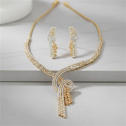 Cz Classic Necklace Set With 2 Tone Plating