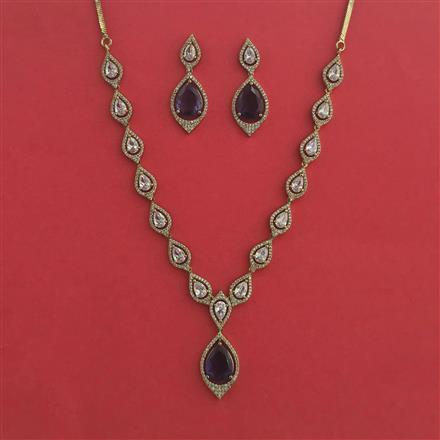American Diamond Classic Necklace With Mehndi Plating