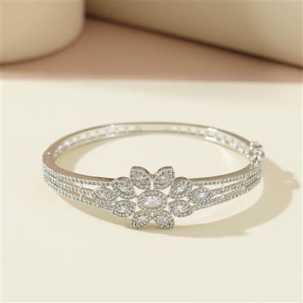 Cz Delicate Kada With 2 Tone Rhodium Plating