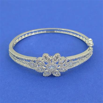 Cz Delicate Kada With 2 Tone Rhodium Plating