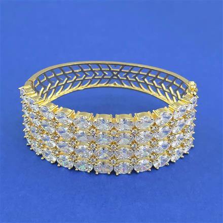 Cz Broad Kada With Gold Plating