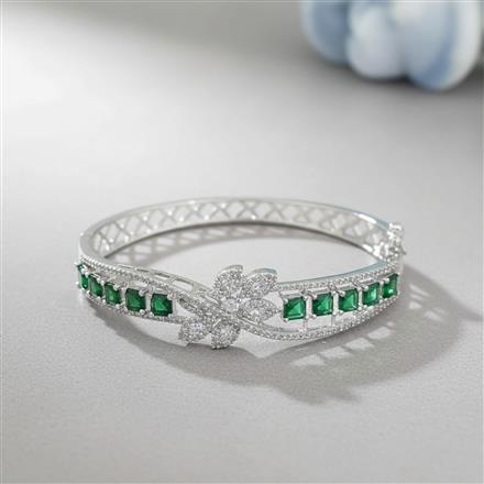 Cz Classic Kada With Rhodium Plating