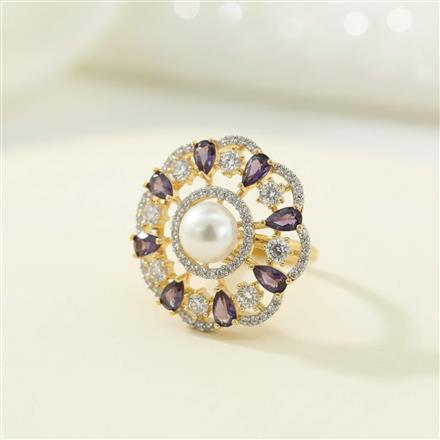 Cz Moti Ring With 2 Tone Plating