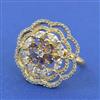 Cz Adjustable Ring With 2 Tone Plating
