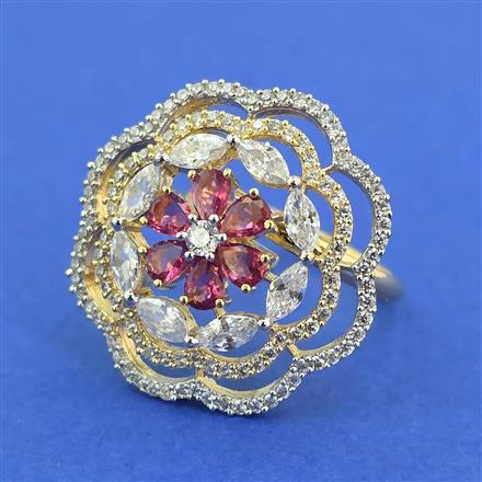Cz Adjustable Ring With 2 Tone Plating