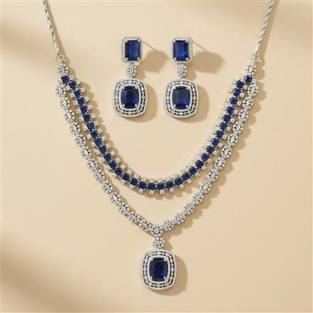 Cz Classic Necklace Set With Rhodium Plating