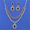 Cz Classic Necklace Set With Rhodium Plating