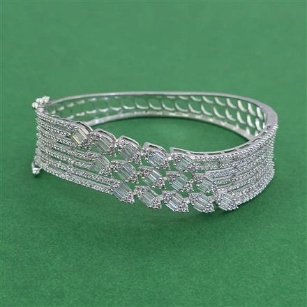 Cz Openable Kada With Rhodium 2 Tone Plating