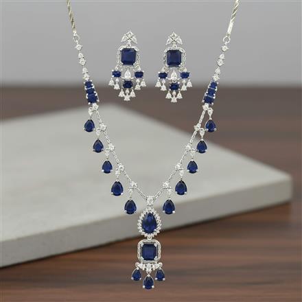 Cz Classic Necklace Set With Rhodium Plating