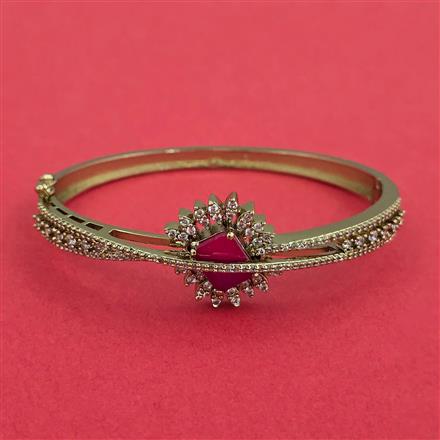 Cubic Zirconia Openable Kada With Mehndi Plating