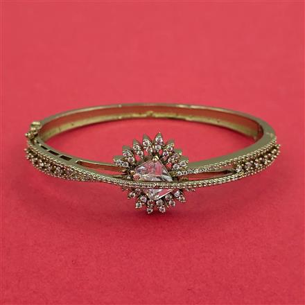 Cubic Zirconia Openable Kada With Mehndi Plating