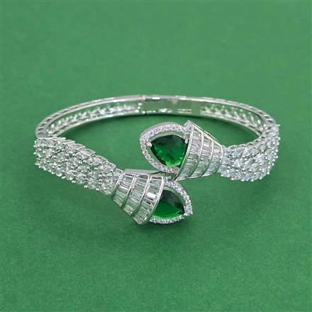 Cz Openable Kada With Rhodium Plating