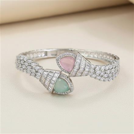 Cz Openable Kada With Rhodium Plating