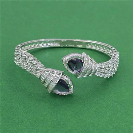 Cz Openable Kada With Rhodium Plating