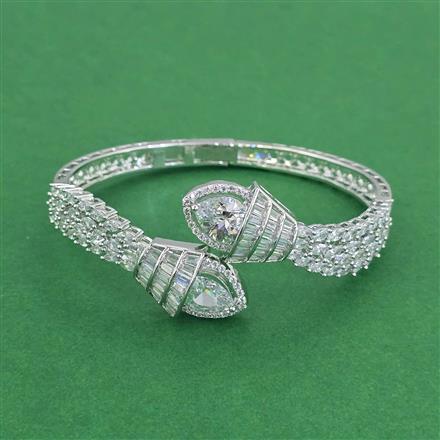 Cz Openable Kada With Rhodium Plating