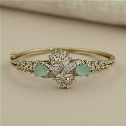 Cubic Zirconia Openable Kada With Mehndi Plating