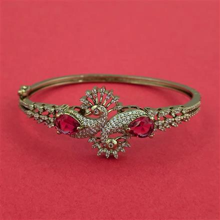 Cubic Zirconia Openable Kada With Mehndi Plating