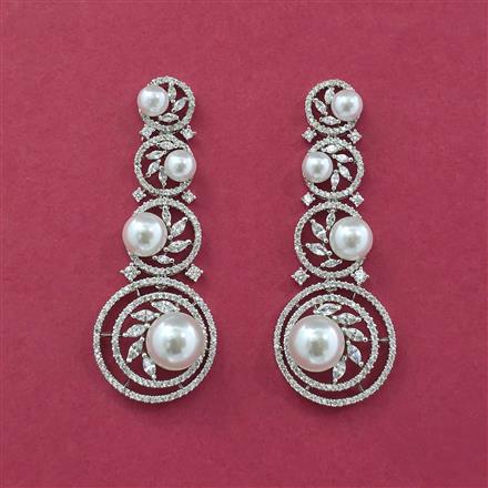 Cz Classic Earring With 2 Tone Rhodium Plating