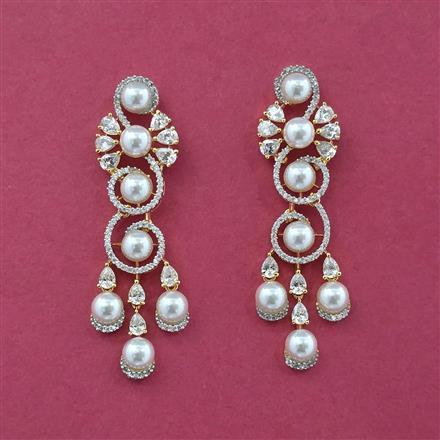 Cz Classic Earring With 2 Tone Rhodium Plating