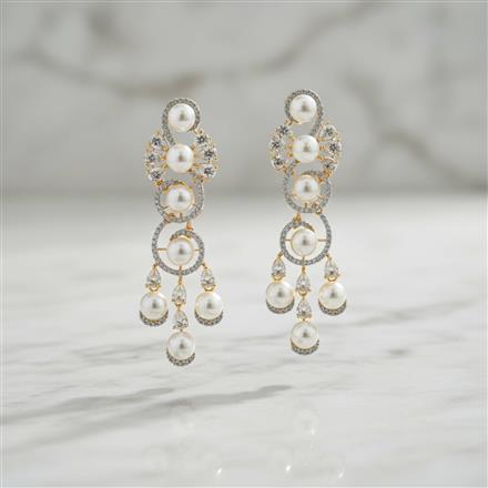 Cz Classic Earring With 2 Tone Rhodium Plating