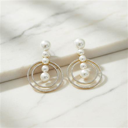 Cz Classic Earring With 2 Tone Rhodium Plating